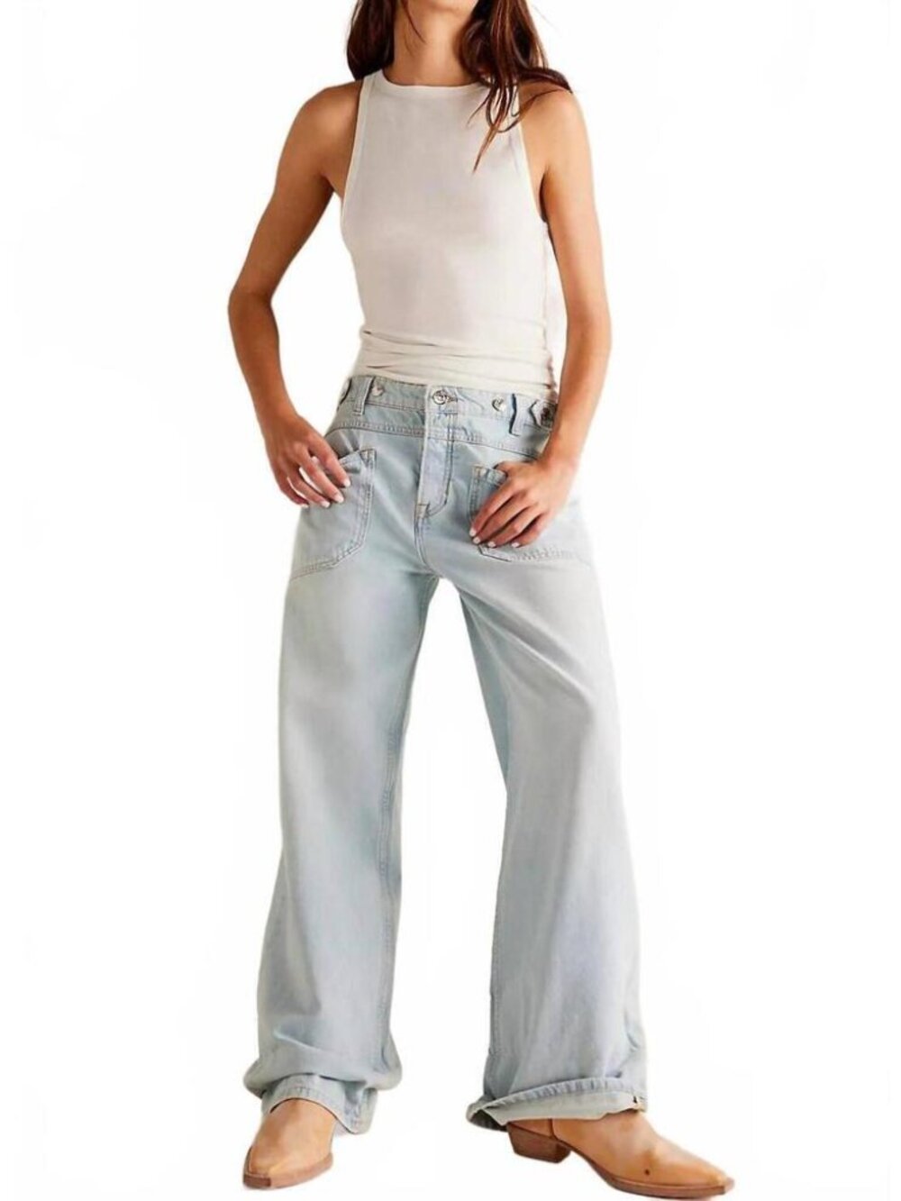 NWOT Free People We The Free Palmer Cuffed Wide- Leg Jeans size- 31